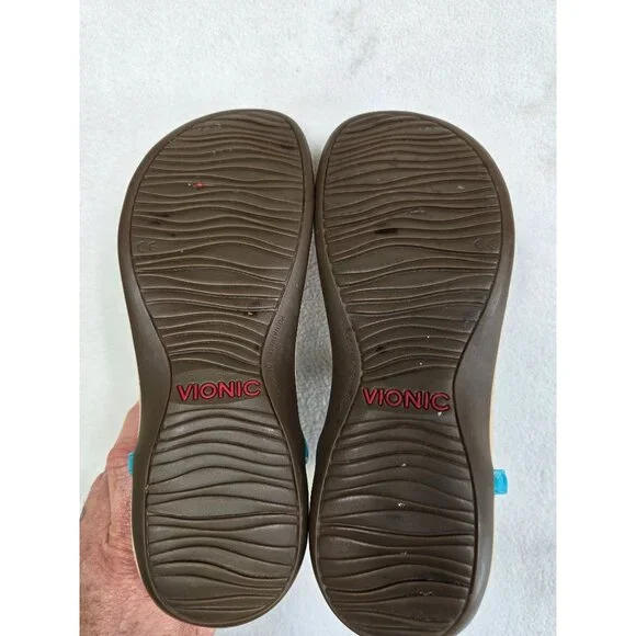 Vionic Womens Turquoise Sandals W/ Gold Pyramid Studs Adjustable Strap Size 8 - Picture 9 of 10